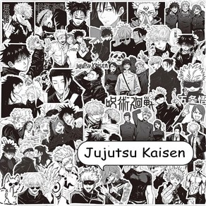 Jujutsu Kaisen 애니메이션 스티커 여행 가방 장식 스크랩북 노트북 전화 문구 만화 블랙 화이트 10 30 65 개, [02] 30PCS