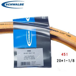 Schwalbe ONE 406 스틸 와이어 노란색 가장자리 외부 타이어 451 듀라노 20*1.10 20*1-1/8 작은 바퀴 직경 접이식 자전거 20 인치, [07] 451 yellow 1PCS, 1개