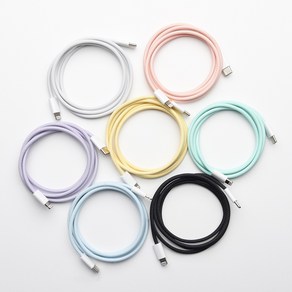 Jacquad 초고속 충전 케이블 모든기종 Chaging Cable (7colo) 프로덕트피알, 1개, 옐로우  C type -> 8pin, 2m