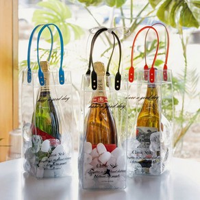 고급 가죽 핸들 휴대용 와인 칠링백 아이스버킷 쿨러 보냉백, 레드, 1ml, 1개