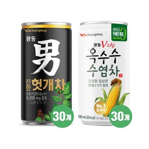 [제트그로스] 광동 헛개차 180ml 30캔 + 광동 옥수수 수염차 180ml 30캔, 60개
