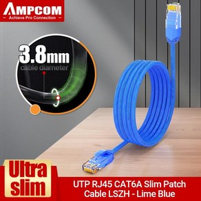 UTP 케이블 랜 케이블 랜선 인터넷랜선 인터넷선 CAT6 AMPCOM 이더넷 케이블 초박형 RJ45 랜 UTP RJ 45 네트워킹 케이블 패치 코드 데스크탑 컴퓨터 모뎀 라우, 없음, 30) Cat6A UTP Blue - 1.5M, 1개