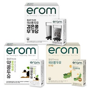 이롬 국산콩두유 3종 검은콩무가당 / 발아약콩 / 무가당두유, 48개, 190ml