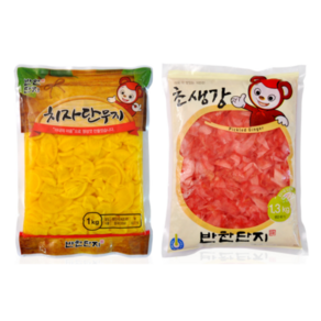 반찬단지 치자단무지 슬라이스 1kg 초생강 적색 1.3kg(가정식 반찬센트), 1개