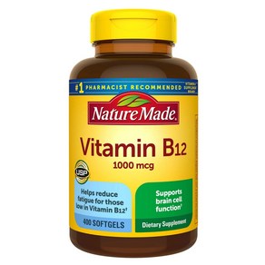 네이처메이드 비타민 B12 1000mg 400정 ( Natue made Vitamin B12 1000mcg 400 softgels), 알약/캡슐, 성인남녀공용, 1개