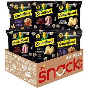 Smartfood Popcorn Variety Pack 0.5 Ounce (Pack of 40) 스마트푸드 팝콘 버라이어티 팩 0.5온스(40팩)