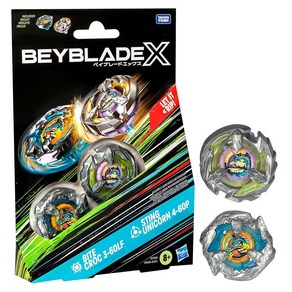 Beyblade X Bite Croc 3-60LF 및 스팅 유니콘 4-60P 듀얼 팩 세트 오른쪽 회전 탑 만 8세 남아 및 여아용 배틀링 탑 장난감