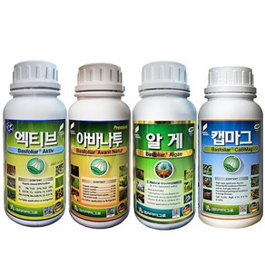 코리아아그로 비료 세트 _ 알게500ml 캡마그500ml 아바나투500ml 엑티브500ml 모든작물 약해 냉해 대사활성제 생리활성 비료 뿌리활착 모두싹 혼용 칼슘 마그네슘 영양제, 1세트