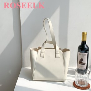 ROSEELK 여성 고급 소재 심플한 디자인 대용량 토트백 숄더백