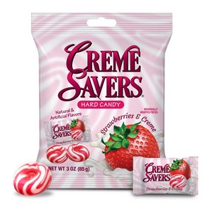 Ceme Saves 크림 세이버 딸기 앤 크림 하드 캔디 Stawbeies & Ceme Flavoed Had Candy, 1개, 85g