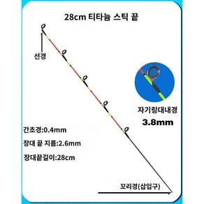 티타늄 초릿대 초리대 바다릴 쭈꾸미 문어대 선상, 1.8M 이하, 28 2.6-0.4 도자기링