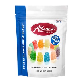 알바니즈 사워 12가지맛 구미베어 젤리 226g / Albanese Wold's Best Sou 12 Flavo Gummi Beas - 8oz, 1개