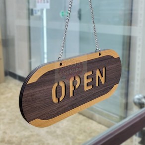 구름상회 OPEN CLOSED 오픈클로즈 우드 사인걸이 표찰, 소