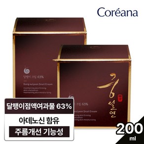 1+1 총2박스 코리아나 스네일 달팽이 크림(100ml)달팽이점액여과물 63% 주름개선, 100ml, 2개