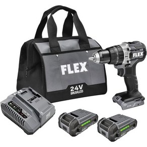 FLEX 24V 브러시리스 코드리스 12인치 650 InLbs 토크 2단 콤팩트 해머 드릴 키트 2.5 포함아 리튬배터리 및 160W 급속충전기 FX12311A, 750 In-Lbs, w/(2)-2.5Ah Lithium Batteies, 1개