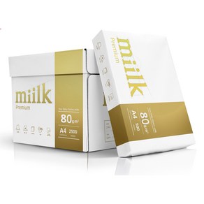 miilk 프리미엄 복사용지 백색 80g, A4, 2500개