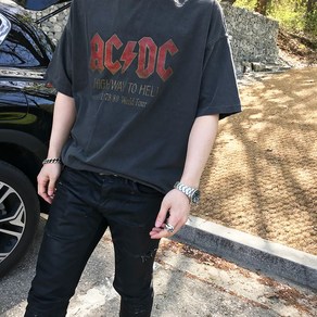 모룸 ACDC 로고 피그먼트 다잉 워싱 반팔티셔츠 3컬러 반팔 티셔츠