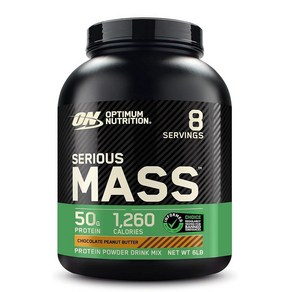 옵티멈 뉴트리션 Optimum Nutrition 시리어스 매스 웨이트 게이너 프로틴 파우더 면역 지원을 위한 비타민 C 아연 및 D 초콜릿 땅콩 버터 2.7kg(6파운드)(