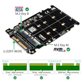 데스크탑 컴퓨터용 PCIe M2 컨버터 M 2 SSD to U 2 어댑터 2in 1 M 2 NVMe 및 SATA Bus NGFF SSD to PCI e U 2 SFF 8639 어댑