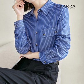 KARRA (77까지)버튼스트라이프포켓블라우스_A3F0464