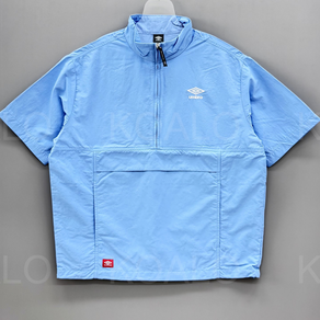 [국내백화점판] UMBRO 엄브로 25신상 클래식 반팔 스탠넥 아노락 셋업 (잉크블루)