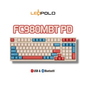 레오폴드 해외 한정발매 FC980MBT PD OLD 코랄블루 유/무선 하이엔드 영문 자판 기계식 키보드, SP-STAR 유성, 유성 실버