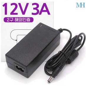 명호전자 12V3A 아답터 2구 해외 인증용(SW40-12003000-W) DC 12V 3A 어댑터