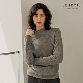 [KT알파쇼핑][LE TROIS]23FW 르투아 퓨어캐시미어 100% 하프넥 홀가니트