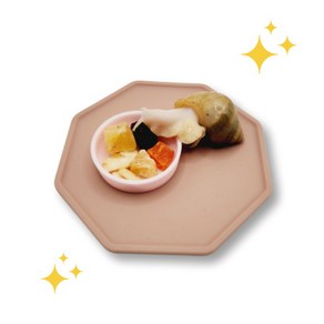 8각형 실리콘 달팽이 먹이 받침대 애완달팽이 사료 그릇, 8각형 받침대 블랙, 1개