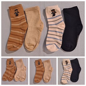 [오후] 24년F/W 신상. #빠른 배송# 2컬레 세트 초등생들이 즐겨신는 멋스런 데일리로 선물 추석 선물 강추!! 브라운 베어 양말 2팩 세트 OHAY24T01