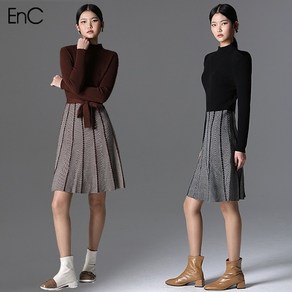 ENC [EnC] 골지 니트 플레어 원피스