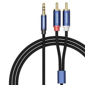 Toocki 툭키 3.5mm 3극 AUX 스테레오 케이블, 불루, 1m, AUX to 2RCA 케이블, 1개