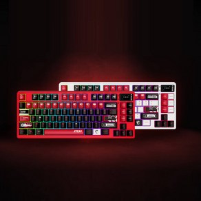 [cy] MSI FORGE GK600 W(R) 무선 기계식 게이밍 키보드 gasket객제화 RGB 83키 75%배열 스크린 4000mah 시즌신상, 스타더퍼플축(선형축/43+-5gf), 화이트레드