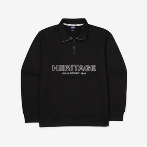 [FILA 본사공식] 빅로고 면혼방 반집업 맨투맨 (FS2POF3106X_BLK)