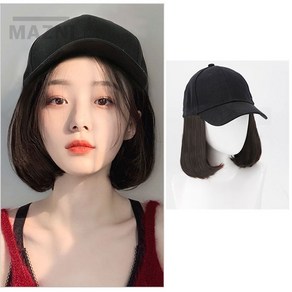 삭발가발 항암치료가발 여자삭발 항암 암환자 가발 모자 일체형 통가발 단발 머리빠짐 암환자 인모 생머리 자연스러운 숏단발 마즈니, 다크 브라운, 1개