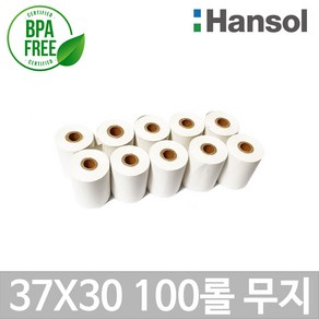 포스앤토너 한솔 포스용지 37X30 100롤(무지) 감열지 타코메타 BPAFREE/P