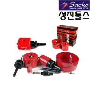 삭코 바이메탈홀쏘 14mm~210mm 롱홀쏘 목공 비철 철 FRP 천공 (아바별도), 1개, 18mm