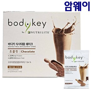 암웨이 바디키 식사대용 쉐이크 초콜릿 14포 체중조절 단백질쉐이크, 51g, 14개