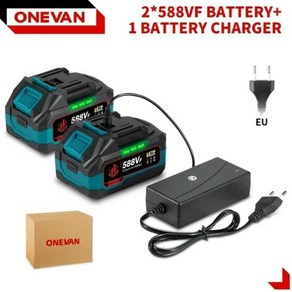 ONEVAN 충전식 리튬 이온 배터리 전기 렌치 전동 공구 마키타 18V 배터리용 22900mAh 29900mAh 588VF 928VF, 1개, 6) 2 588VF 1 Chage-B