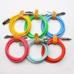 180도 회전 초고속 충전 케이블 모든기종 Chaging Cable (4colos) PD, 1개, 옐로우 USB -> C type, 1.5m
