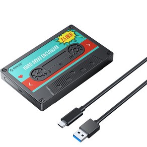 오리코 2.5형 SATA HDD/SSD 카세트 디자인 하드케이스 2580-V1, USB3.0 to Type-C, 블랙, 1개