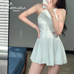 AOKADA 여성 패션 비치웨어 슬림핏 휴양지 비키니 원피스 수영복, 흰색