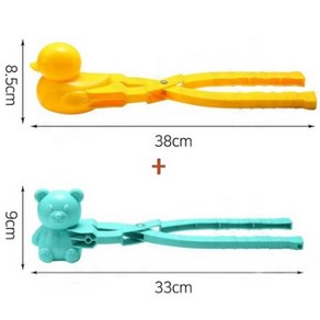 1+1 무료배송)눈 오리 집게 스노우볼 메이커 대형 눈사람 만들기 눈뭉치 제조기 눈오리집게 몰랑이, 오리+곰돌이집게 랜덤발송, 2개
