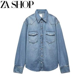 여자블라우스 자라 데님 셔츠 포켓 블라우스 ZARA 기본 베이직