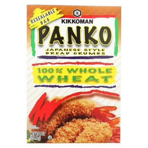 Kikkoman Japanese Style Whole Wheat Panko Bead Cumbs 8 ounce Kikkoman 일식식 통밀 판코 빵가루 8온스 재밀봉 가능 패키, 226g, 1개