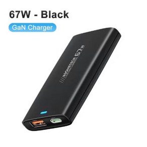 ASOMETECH 얇음 67W 2포트 PPS PD C타입 GaN 초고속 충전기 한국형 플러그, [01] Black, 블랙, 1개