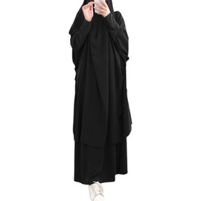 여성 2 조각 무슬림기도 드레스 긴 소매 히잡 스카프 khimar and skirt set 이슬람 아바야 전장 Kaftan Robe