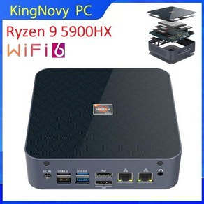 미니 컴퓨터 게이밍 PC 데스크탑 Kingnovy AMD Ryzen 9 5900HX R7 5700U R5 5600U 2 DDR4 NVMe 25G LAN 게이머 윈도우 11 NUC, 없음, 없음, 1) No Ram No HD No WiFi  Ryzen