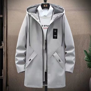 남성 트렌치 코트 봄 가을 캐주얼 트렌드 롱 코트 패션 매치 아우터 루즈핏 후드 하프 트렌치 코트 SJS