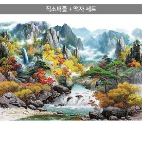 1000피스 직소퍼즐+액자세트 - 배산임수 (액자포함), 직소퍼즐, 고급형 수지액자 (앤틱골드), 1개